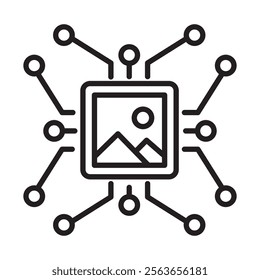 AI Image Processing Icon – Microchip Representing Smart Image Analysis