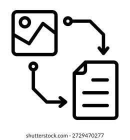 Icono de Imagen a texto - Estilo negro de los iconos del contorno para la Tecnología artificial y de la IA