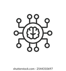 AI implementation, icon in line design. AI, implementation, integration, automation, machine, learning, system on white background vector. AI implementation editable stroke icon