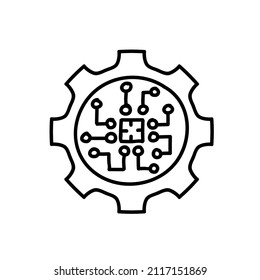 AI industrial icon. Artificial intelligence. Hand drawn vector illustration.
