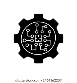 Icono industrial de la inteligencia artificial negro dibujado a mano icono