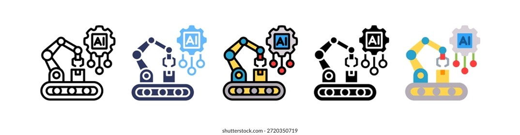 Icono de la industria de la IA Ilustración vectorial múltiple