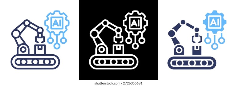 Icono de la industria de la IA triple Ilustración vectorial