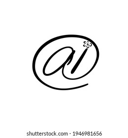 logotipo de escritura manual inicial de ai para identidad