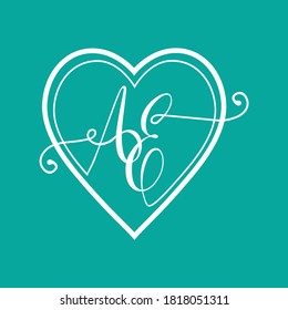 AI initial handwriting monogram heart / love logo  nice for tattoo, wedding ring, valentine, couple t shirt and wedding card