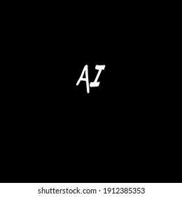 AI initial handwriting white logo for identity