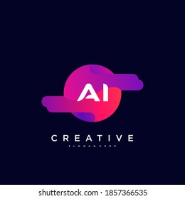 AI Initial Letter Logo Symbol Design Template Elemente mit Welle bunt Kunst.