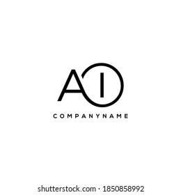 AI Initial letter logo inside circle shape inside rounded black monogram