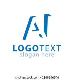 AI initial letter with negative space logo icon vector template