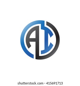 AI initial letters looping linked circle company logo black blue