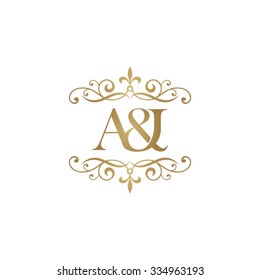 A&I Initial logo. Ornament ampersand monogram logo gold