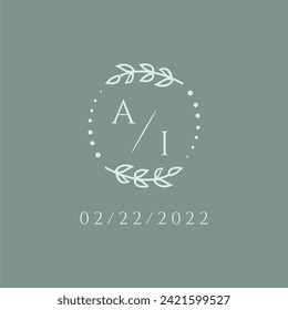 AI initial modern monogram wedding with creative circle line
