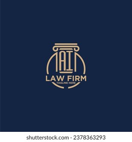 Monograma inicial de IA para una firma de abogados con línea de círculo creativo