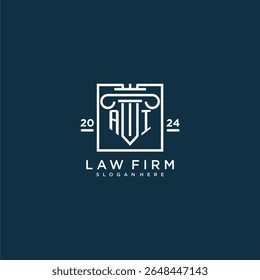 AI initial monogram logo for lawfirm with pillar design in creative square