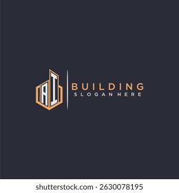 AI inicial monograma logotipo imóveis para construção com estilo polígono