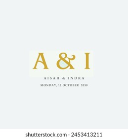 AI initial monogram wedding, Wedding Calligraphy logo design, Print