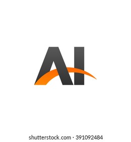 AI initial overlapping swoosh letter logo black orange