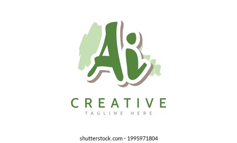 Iniciales de IA, vector de logotipo de escritura a mano