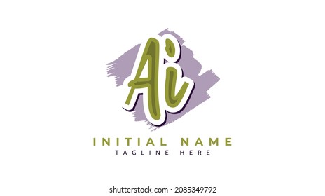 Ai Initials, handwriting logo vector