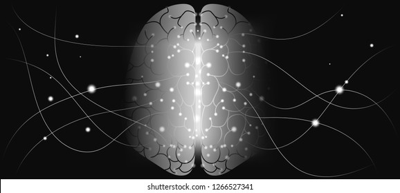 AI Innovation, Cyber Tech, Human Brain Analysis. Big Data Visualization, Machine Learning, Artificial Intelligence (AI) Presentation. Science Futuristic Design. Progress of Digital Technology with AI.