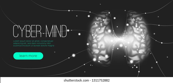 AI Innovation, Cyber Tech, Human Brain Analysis. Big Data Visualization, Machine Learning, Artificial Intelligence (AI) Presentation. Science Futuristic Design. Progress of Digital Technology with AI.