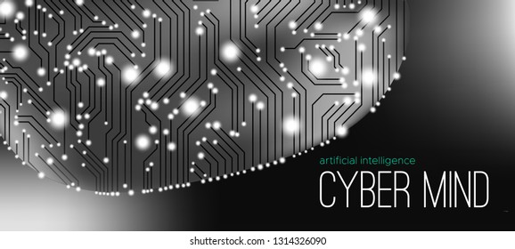 AI Innovation, Cyber Tech, Human Brain Analysis. Big Data Visualization, Machine Learning, Artificial Intelligence (AI) Presentation. Science Futuristic Design. Progress of Digital Technology with AI.