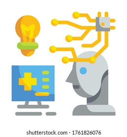 AI and Innovation Flat icon. Medical Technology Concept.