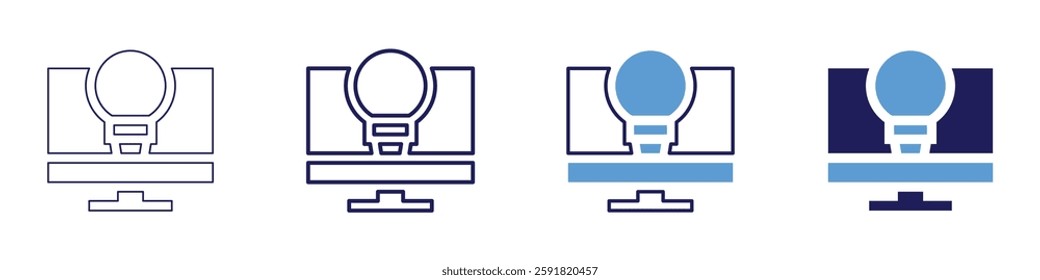 AI innovation icon in 4 different styles. Thin Line, Line, Bold Line, Duotone. Duotone style. Editable stroke.