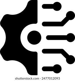 Ai Innovation Technology Gear setting Filled Icon. Simple vector illustration editable stroke.