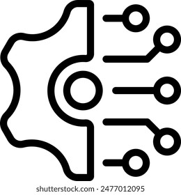 Ai Innovation Technology Gear setting Outlined Icon. Simple vector illustration editable stroke.