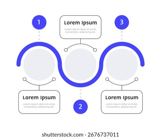 Modelo infográfico de soluções inovadoras de IA. Assistente virtual para usuários. Visualização de dados com 3 etapas. Design de vetor de processo vazio. Gráficos de informações de opções em branco editáveis