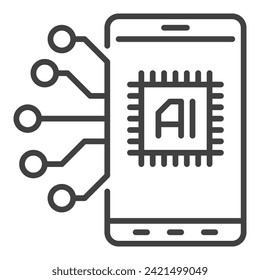 AI in Smartphone Vektor Künstliche Intelligenz Telefonkonzept dünne Linie Symbol oder Design-Element
