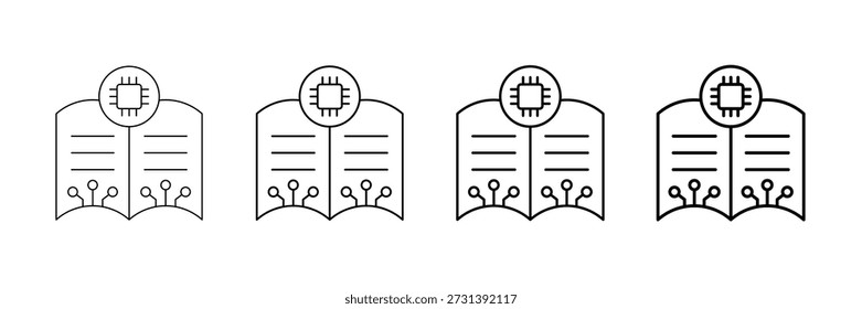 AI-Anweisungen Icons Vektorgrafik-Set in verschiedenen Strichlinienstilen