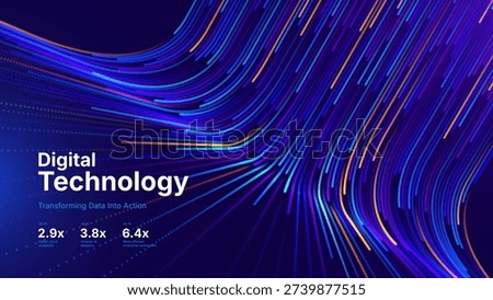 AI Integration in a Cutting-Edge Digital Ecosystem with Flowing Binary Streams and High-Speed Connectivity Lines. Vector Illustration.