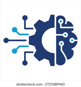 Ai Integration Flat Blue Symbolstil