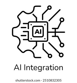 Ícone de integração Ai no estilo de linha 