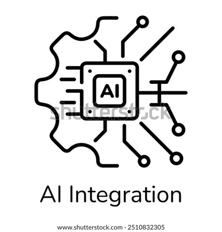 Ai integration icon in line style 