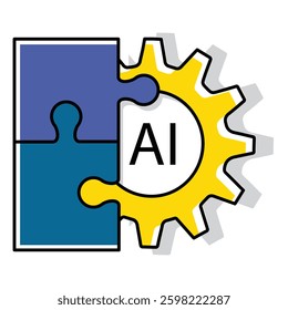 AI Integration and Puzzle Vector Connection Icon design