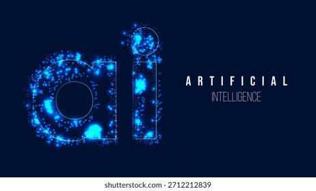 Inteligencia artificial con flujos de datos de redes neuronales que simbolizan el aprendizaje automático y la automatización. Para Sitios web de anuncios tecnológicos y campañas de marketing. Ilustración vectorial...
