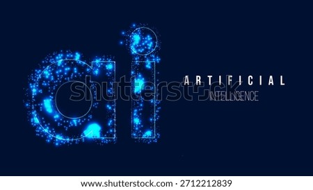 AI Intelligence with neural networks data flows symbolizing machine learning and automation. For tech ads websites and marketing campaigns. Vector illustration...