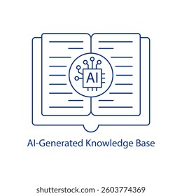 AI Knowledge Icon Smart Information Repository Machine Learning Database Automated Knowledge System Digital Encyclopedia Cognitive Data Technology
