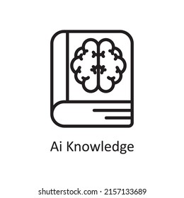 Ai Knowledge Vector Outline Icon Design Illustration. Artificial Intelligence Symbol On White Background EPS 10 File