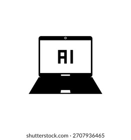AI Laptop Icon – Artificial Intelligence Technology Vector