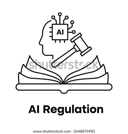 AI Law Icon, Technology Oversight Rules Illustration