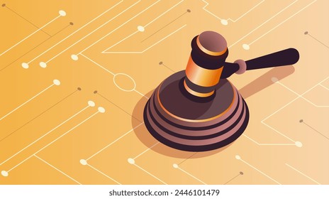 AI and law. Symbolizing the judicial law system and artificial intelligence, Abstract digital concept.