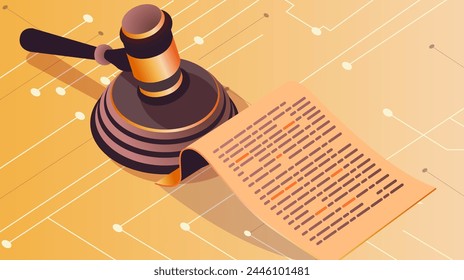 AI and law. Symbolizing the judicial law system and artificial intelligence, Abstract digital concept.