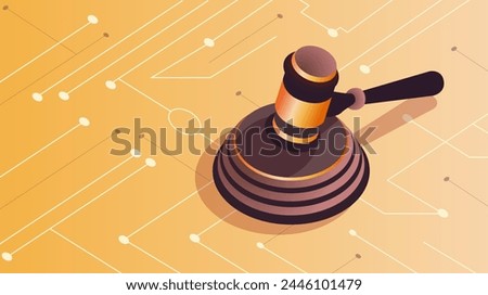 AI and law. Symbolizing the judicial law system and artificial intelligence, Abstract digital concept.