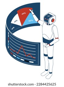 AI Learning and Artificial Intelligence Concept with Robot working with Data, Extracting information, Machine learning, Digital Brain future technology.  Vector Illustration eps10