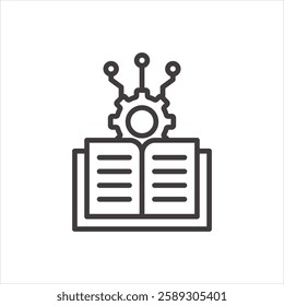 Ai learning icon isolated stroke in black color