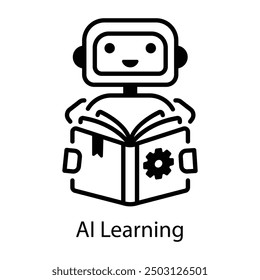 Ai learning icon in outline style